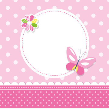 pink butterfly baby girl greeting card