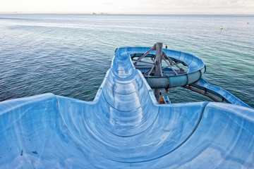 Water slide by the sea