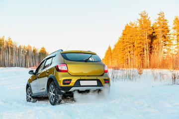 Car on snowy road