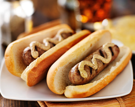 grilled bratwursts with dijon mustard