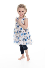 Portrait of a 5 year old girl isolated on white background