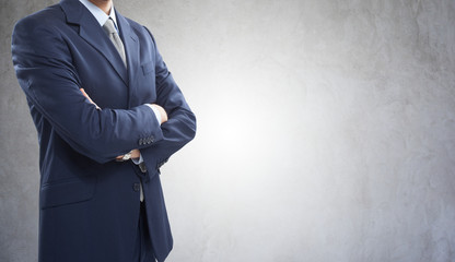 Impersonal portrait of a businessman, lots of copyspace