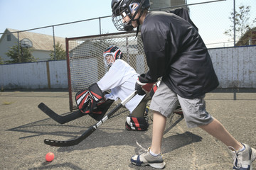 A Portrait of hockey ball player with hockey stick