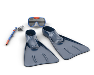 Scuba snorkeling blue diving set