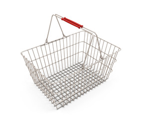 Shopping supermarket basket isolated on the white