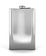Stainless hip flask isolated on a white background