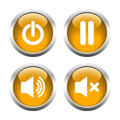Set of buttons for web, audio, power, pause. Vector.