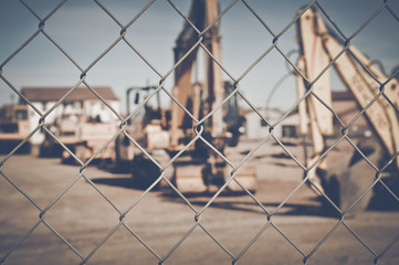 excavator in vintage film style