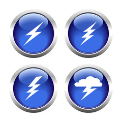 Set of buttons for web, lightning, Electricity, storm. Vector.