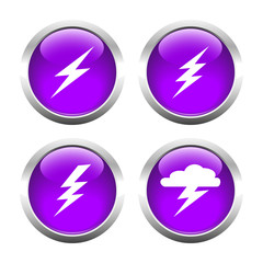 Set of buttons for web, lightning, Electricity, storm. Vector.