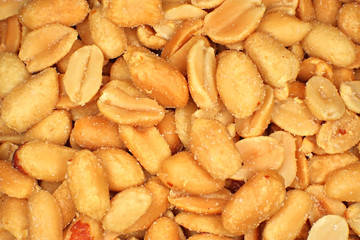 Fried peanuts close-up shot