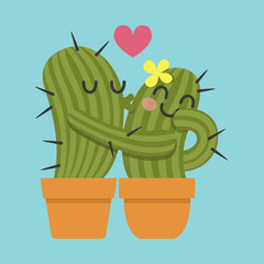 loving couple of cactus