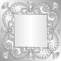 silver background with floral border