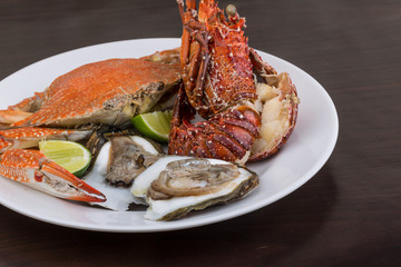 Spiny lobster, crab and oyster