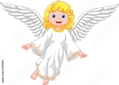"Cartoon angel isolated on white background" Stock image and royalty