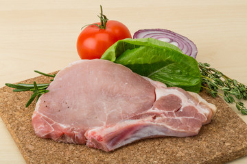 Raw pork steak