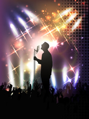 crowd of people, silhouettes in night club