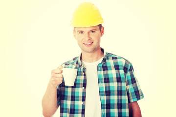 Worker on a break drink coffee