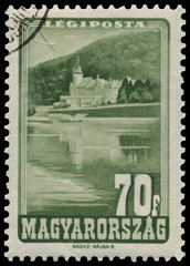 Stamp printed by Hungary, shows Palace Hotel, Lillafured