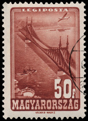 Stamp printed by Hungary, shows Liberty Bridge, Budapest