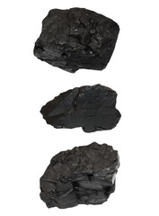 Obraz premium set black coal isolated on white background