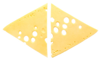Sliced cheese isolated on white background
