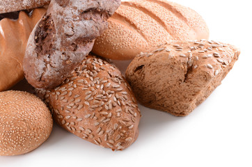 Different bread isolated on white