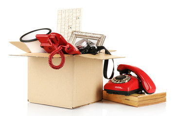 Box of unwanted stuff isolated on white