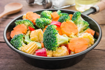 Mixed vegetables in pan