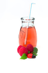 raspberry juice drink isolated ladybug