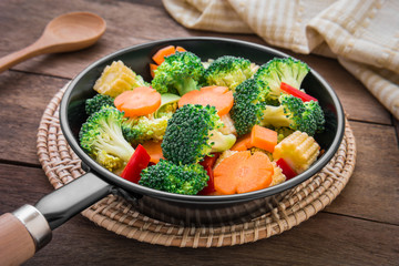 Mixed vegetables in pan