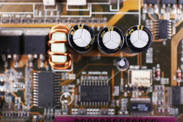 Computer motherboard, macro view