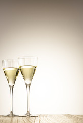 Wine glass.On blank table.Cheers.