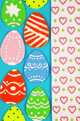 Felt Easter eggs on craft paper background