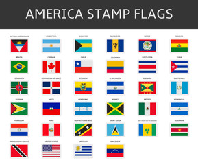 america stamps flags vector