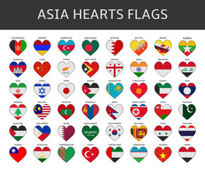asia hearts flags vector