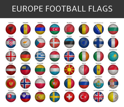 football flag of europe states vector set