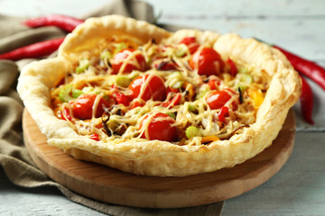 Vegetable pie with paprika, tomatoes and cheese