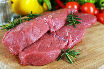 Raw beef steak