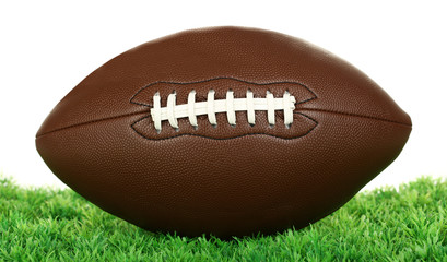 American football on field on white background