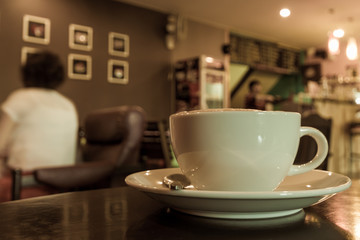 Coffee cup on the table coffee shop.