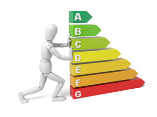 Man with energy efficiency graph