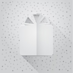 Gift box and confetti. Flat