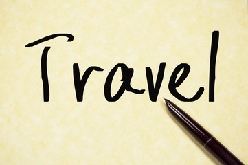 travel word write on paper