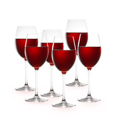 Red wine isolated on white background