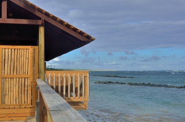 Wooden hut overlooking the sea