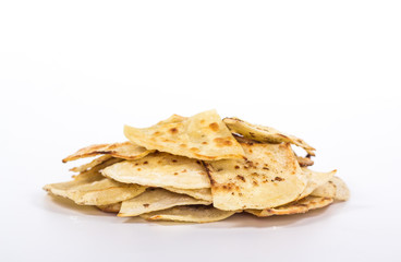 isolated pile of traditional eastern flat bread
