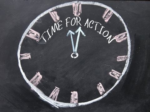 time for action clock sign