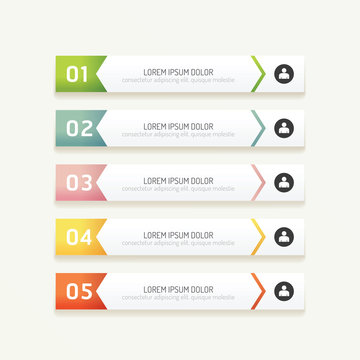 vector progress banners with colorful tags.