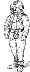 Vintage Illustration diver